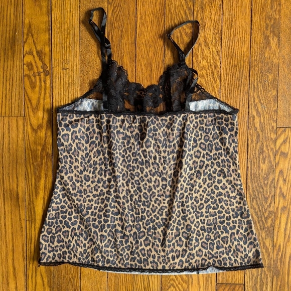 Vintage Y2k Cheetah Print Lace Trim Cami Tank Top - Picture 2 of 5